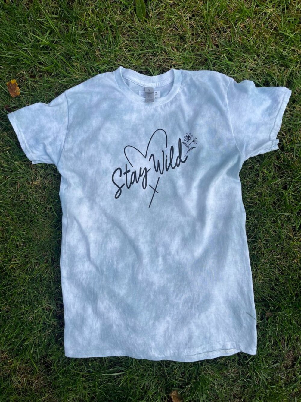 Child XL (18-20) Stay Wild Sage Green Random Tie-Dye T-Shirt